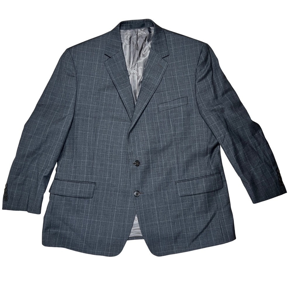 Lauren Ralph Lauren Black Label Mens Charcoal Glen Plaid Wool Blend Blazer 46R
